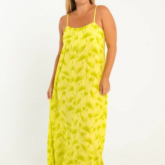 Citrine Lizzie Dress  Lime Palms XS NWT - Picture 4 of 7